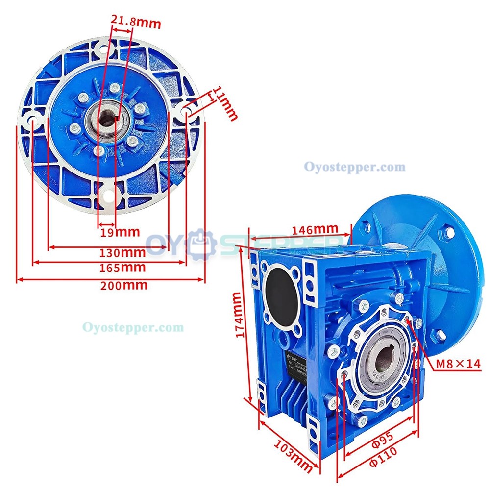 RV063 Round Worm Gearbox Speed Reducer Ratio 7.5:1 10:1 15:1 20:1 30:1 Input 19mm/24mm 80B5/90B14