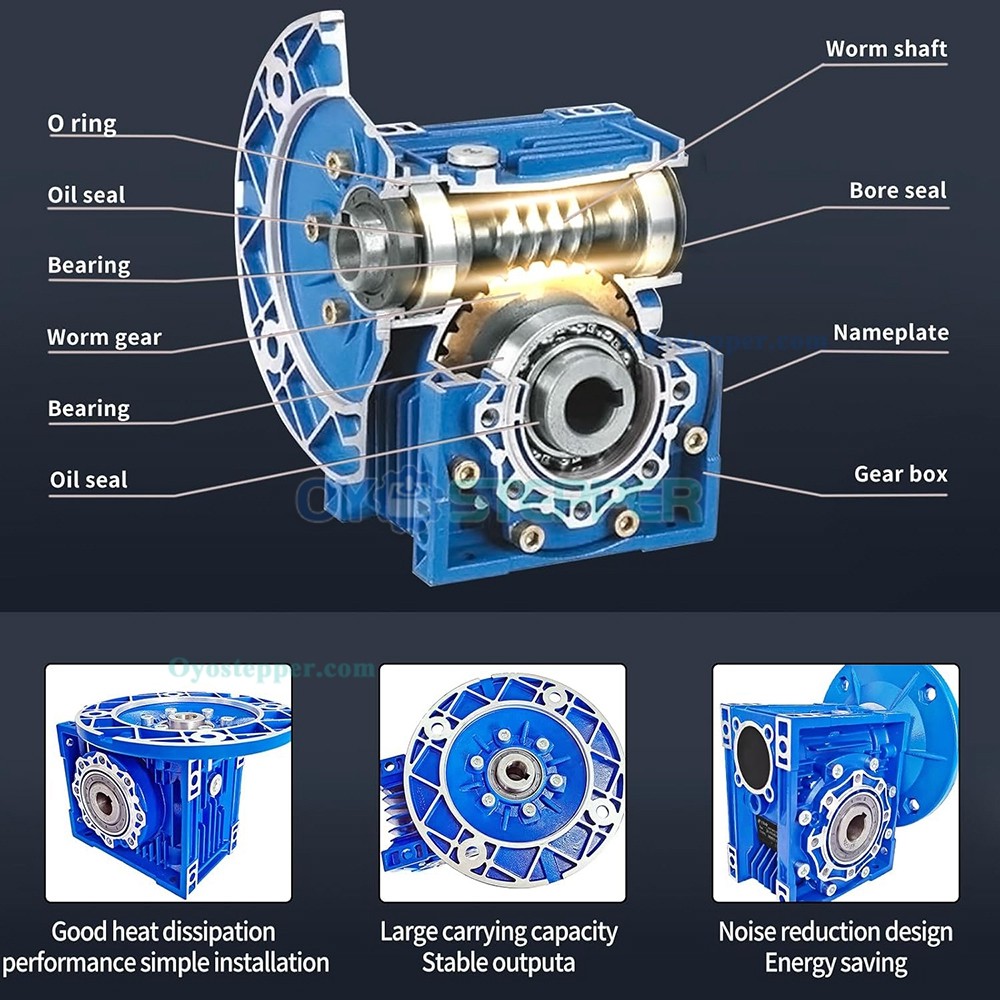 RV063 Round Worm Gearbox Speed Reducer Ratio 7.5:1 10:1 15:1 20:1 30:1 Input 19mm/24mm 80B5/90B14