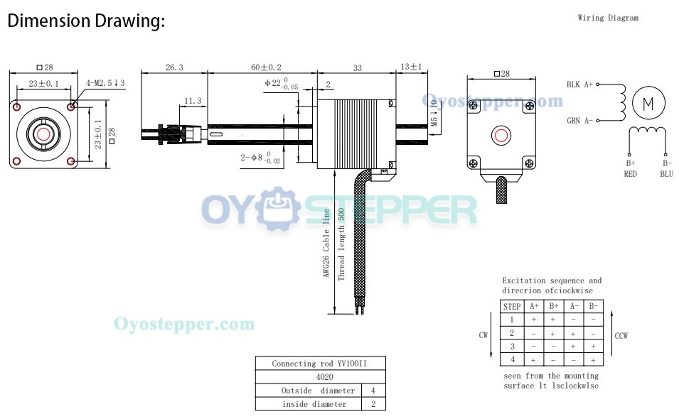 Oukeda Nema 11 Stepper Motor 1.8 deg 6.8Ncm 28 x 28mm for Yamaha IC Burning Machine / Labeling Machine