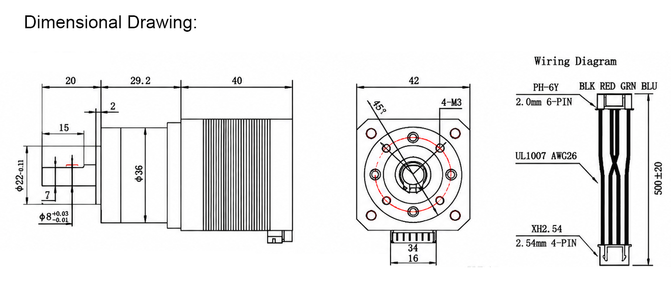 OUKEDA NEMA 17 Planetary Gearbox Stepper Motor 42mm 4:1-139:1 1.8° 1.68A 0.45Nm