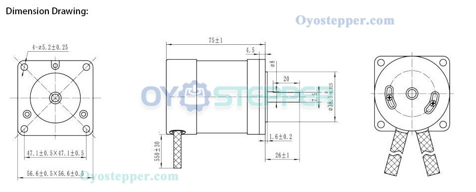 Oukeda Brushless DC Motor 2 Phase 22Ncm 24V 3000RPM Φ57mm BLDC Motor