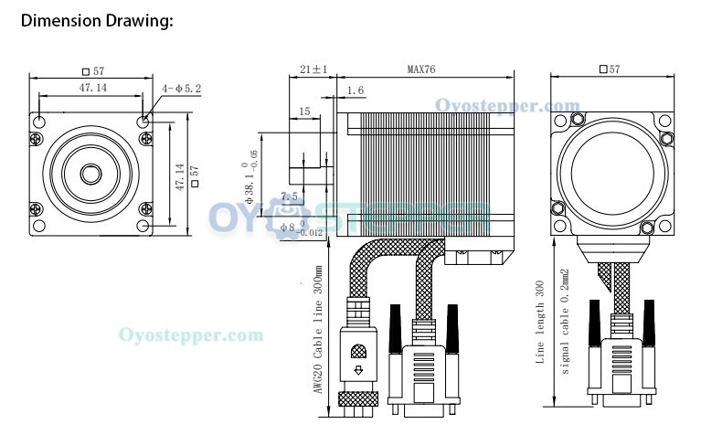 Oukeda NEMA 23 Closed-loop Stepper Motor with Encoder 2Nm 1.8 Deg 2 Phase 57 x 57 mm