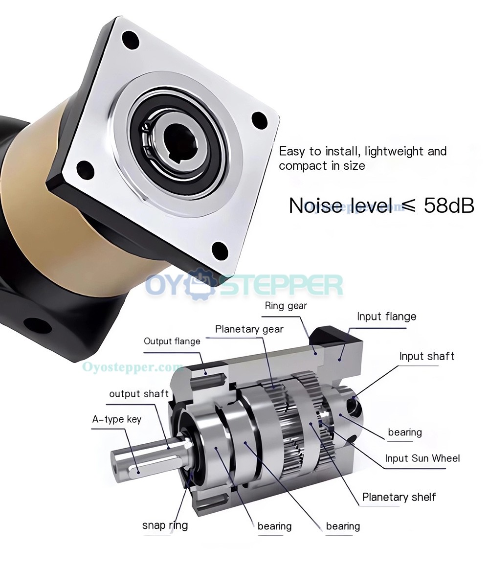 Hollow Hole Output Planetary Reducer Spur Gear Gearbox Fit NEMA 23, 34 Stepper Motor 80/110/130/180mm Servo Motor Hollow Hole Output Planetary Reducer Spur Gear Gearbox Fit NEMA 23, 34 Stepper Motor 80/110/130/180mm Servo Motor