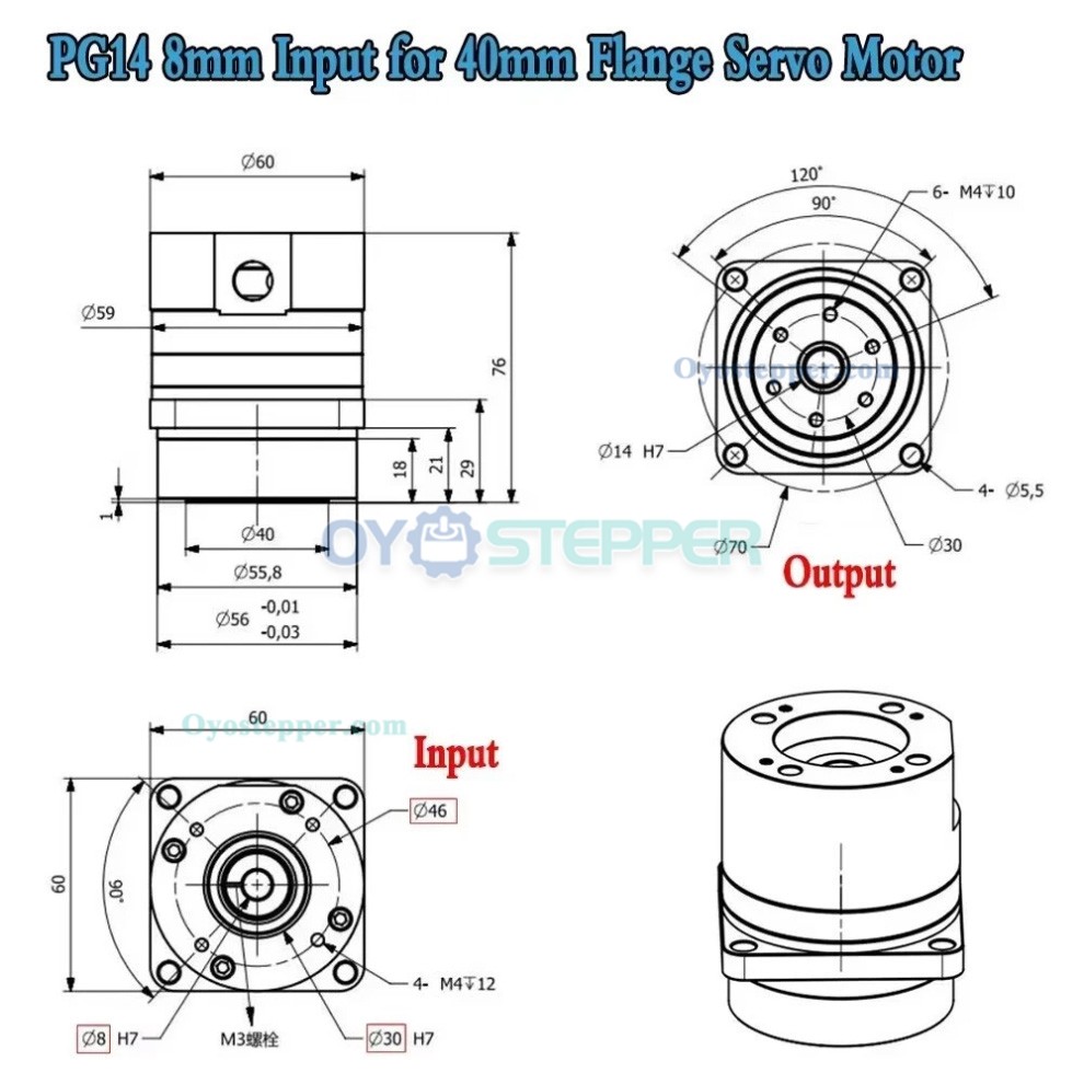 PG Series Harmonic Drive Gearbox Ratio 50/80/100:1 Harmonic Gear Reducer 20 Arc-sec