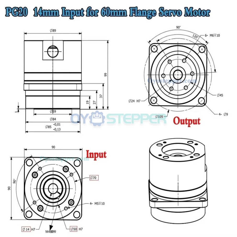 PG Series Harmonic Drive Gearbox Ratio 50/80/100:1 Harmonic Gear Reducer 20 Arc-sec