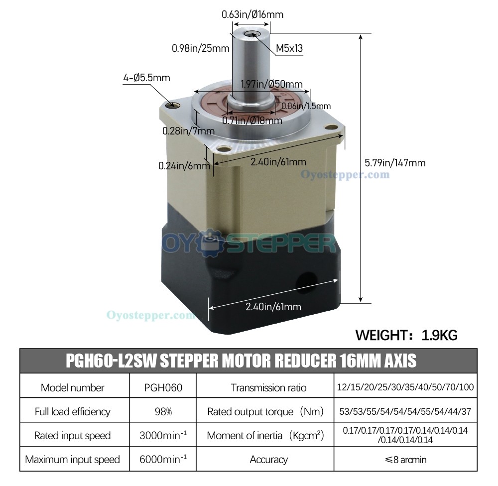 Helical Planetary Gearbox Speed Reducer For Nema 23, Nema 24 Servo Motor 14mm Axis