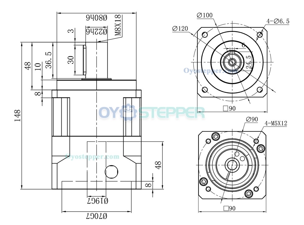 Precision Helical Planetary Reducer For Nema 34 Stepper Motor / 80mm-130mm Servo Motor