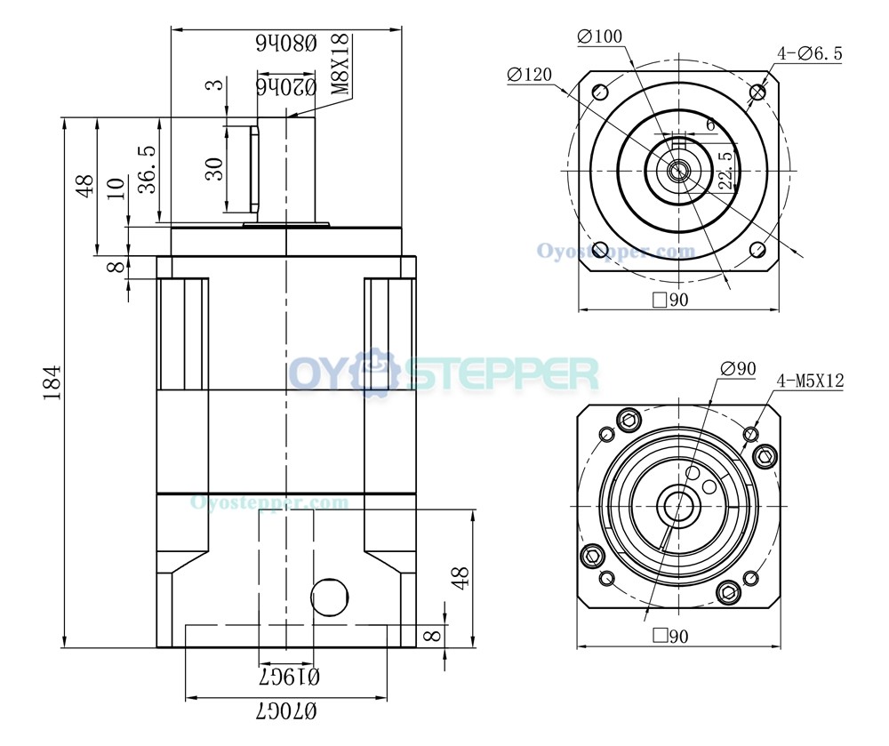 Precision Helical Planetary Reducer fit Nema 34 Stepper Motor / 80-90mm Servo Motor
