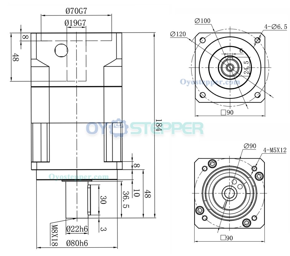 Precision Helical Planetary Reducer fit Nema 34 Stepper Motor / 80-90mm Servo Motor