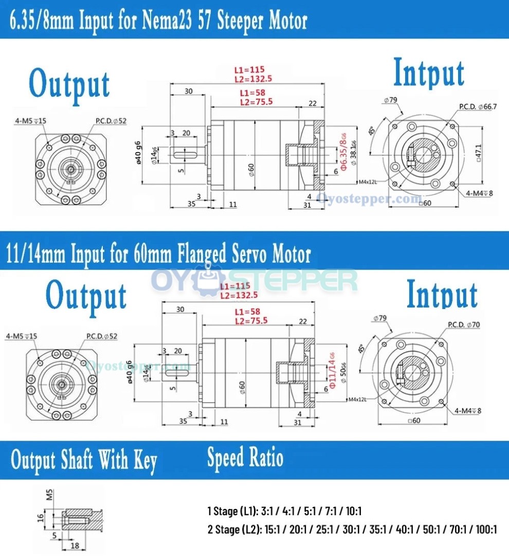 PLE060 Planetary Gearbox Reducer for NEMA23 Stepper Motor / 200W 400W 60mm AC Servo Motor PLE060 Planetary Gearbox Reducer for NEMA23 Stepper Motor / 200W 400W 60mm AC Servo Motor