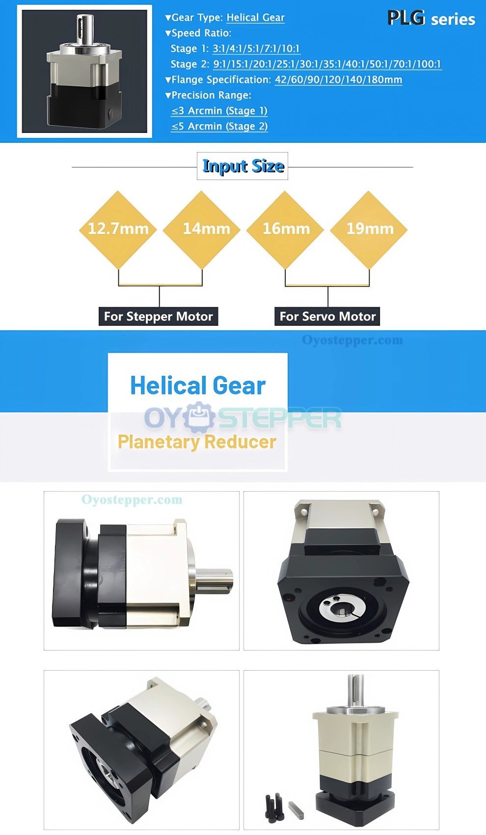 PLG090 Helical Planetary Gearbox Fit NEMA 34 Stepper Motor / 80mm 90mm Servo Motor 50W 100W PLG090 Helical Planetary Gearbox Fit NEMA 34 Stepper Motor / 80mm 90mm Servo Motor 50W 100W