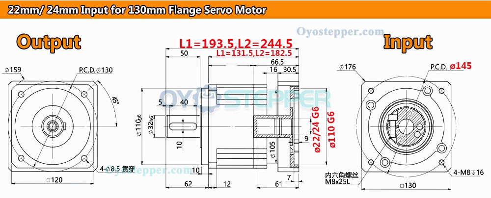 Helical Planetary Gearbox Speed Reducer for 19mm/22mm/24mm Input Servo Motor