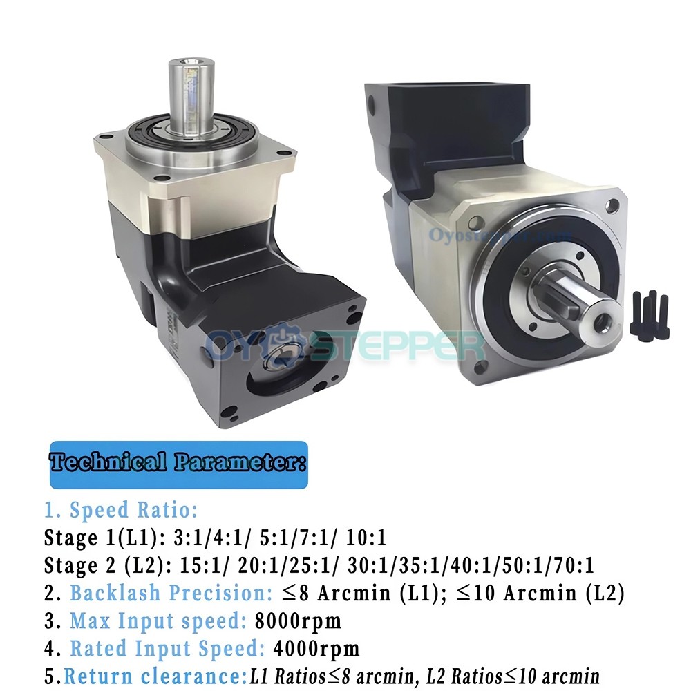 PLMG042 Right Angle Planetary Gearbox Gear 90 Degree Gearbox for Nema 17 Stepper Motor / 40mm Servo Motor