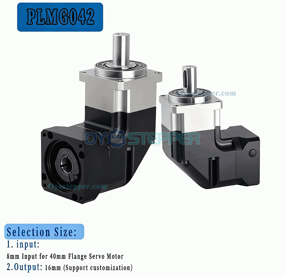 PLMG042 Right Angle Planetary Gearbox Gear 90 Degree Gearbox for Nema 17 Stepper Motor / 40mm Servo Motor PLMG042 Right Angle Planetary Gearbox Gear 90 Degree Gearbox for Nema 17 Stepper Motor / 40mm Servo Motor
