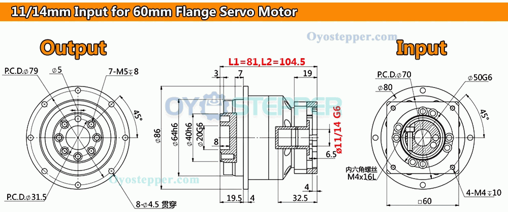 Helical Gear Reducer Planetary Gearbox for Nema23 Stepper Motor / 60mm Servo Motor