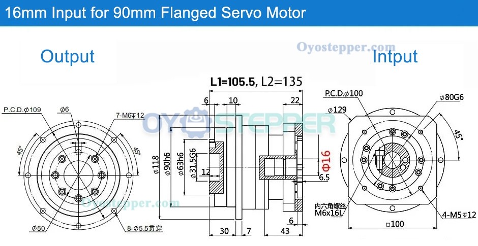 Helical Gear Planetary Gearbox Speed Reducer NEMA34 86mm Stepper Motor / 90mm Servo Motor