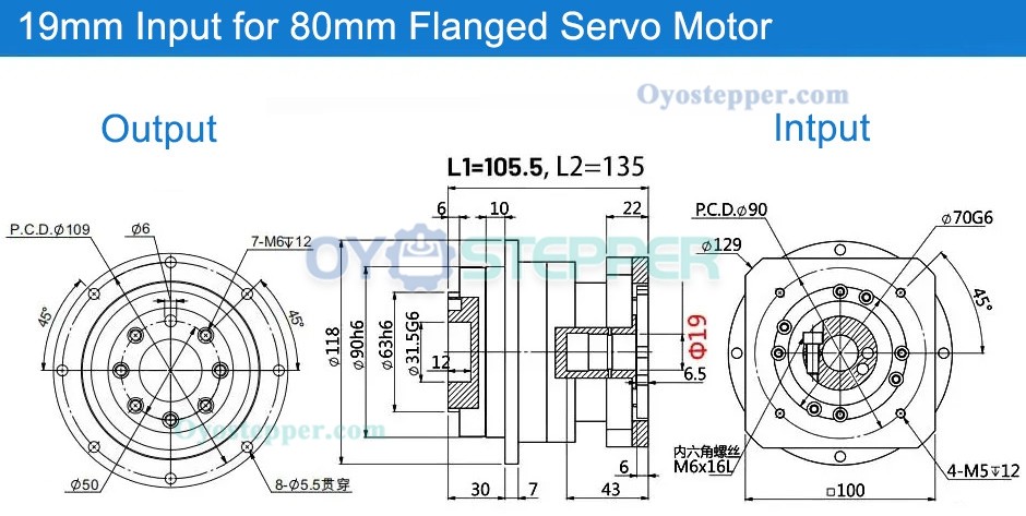 Helical Gear Planetary Gearbox Speed Reducer NEMA34 86mm Stepper Motor / 90mm Servo Motor