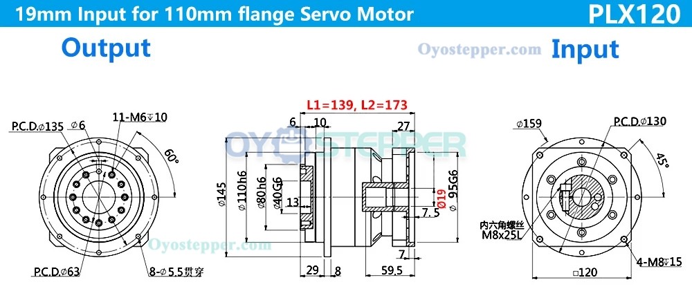 Helical Gear Planetary Gearbox Speed Reducer for Nema 42 Stepper Motor & 110mm/130mm Servo Motor