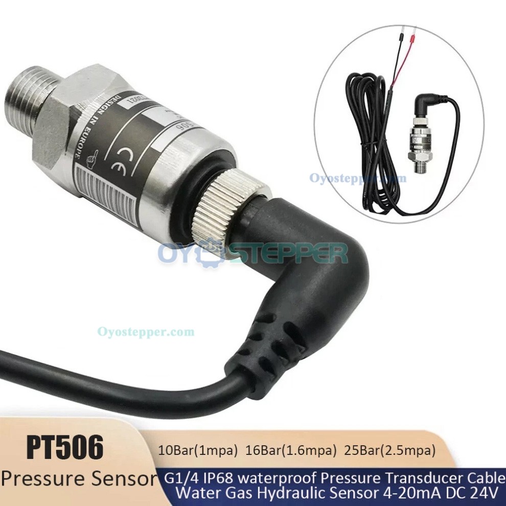 PT506 G1/4 IP68 24V Pressure Transducer Cable Pressure Transmitter Connector for Water Gas Hydraulic PT506 G1/4 IP68 24V Pressure Transducer Cable Pressure Transmitter Connector for Water Gas Hydraulic