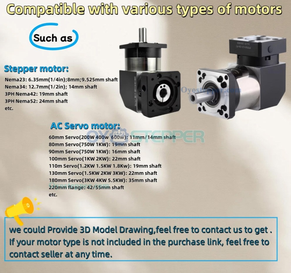 PVF120 Square Right Angle Planetary Gearbox for Nema 42 Stepper /100-130mm Servo Motor 19mm 24mm input