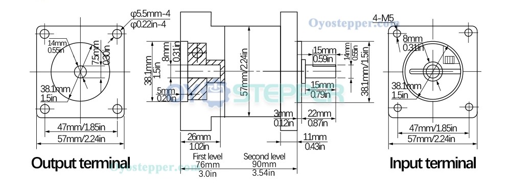 PX57 Planetary Gearbox Speed Reducer For Nema 23 Stepper Motor Input Shaft 8mm