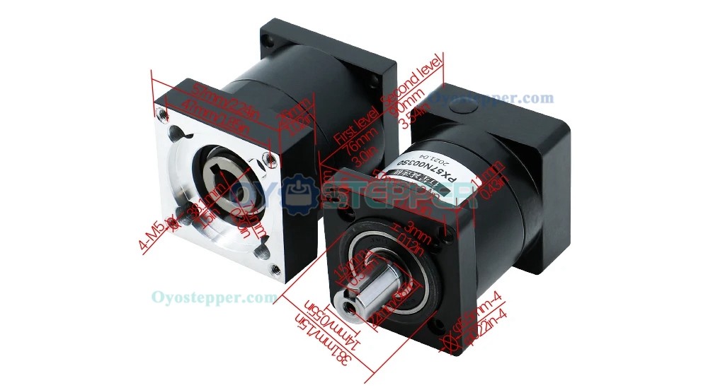 PX57 Planetary Gearbox Speed Reducer For Nema 23 Stepper Motor Input Shaft 8mm