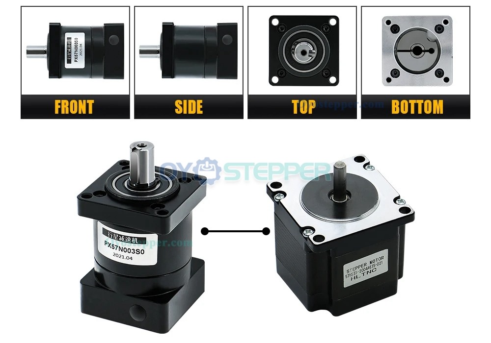 PX57 Planetary Gearbox Speed Reducer For Nema 23 Stepper Motor Input Shaft 8mm