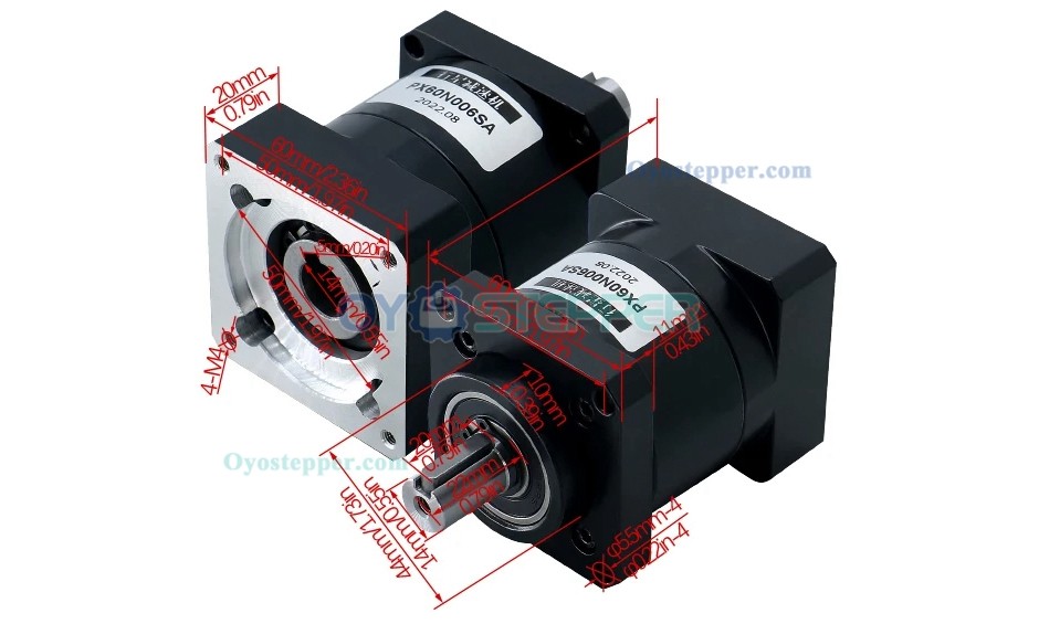 Planetary Reducer PX60 Ratio 4/6/10/16/24/36/64/96/144/216 Max 40N.m Suit For Nema24 60 Stepper Motor