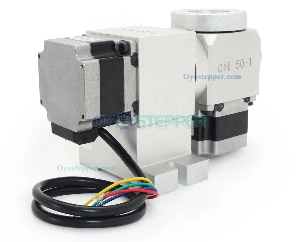 5th A C Rotary Axis Harmonic Drive Reducer 50:1 CNC Dividing Head with Nema 23 Stepper Motor 5th A C Rotary Axis Harmonic Drive Reducer 50:1 CNC Dividing Head with Nema 23 Stepper Motor