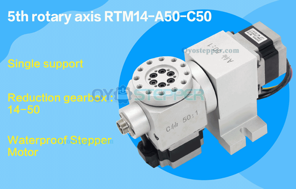 5th A C Rotary Axis Harmonic Drive Reducer 50:1 CNC Dividing Head with Nema 23 Stepper Motor 5th A C Rotary Axis Harmonic Drive Reducer 50:1 CNC Dividing Head with Nema 23 Stepper Motor