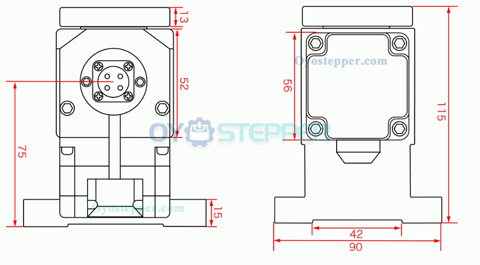 5th A C Rotary Axis Harmonic Drive Reducer 50:1 CNC Dividing Head with Nema 23 Stepper Motor 5th A C Rotary Axis Harmonic Drive Reducer 50:1 CNC Dividing Head with Nema 23 Stepper Motor