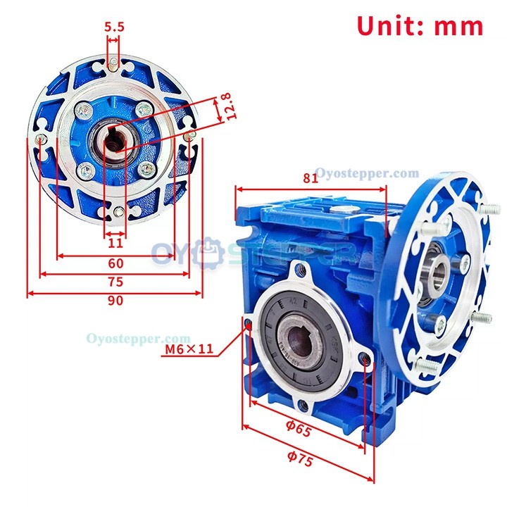 RV030 Round Worm Gearbox Speed Reducer Ratio 5:1 10:1 20:1 30:1 40:1 50:1 :60:1 80:1 Input 11mm B14/B5