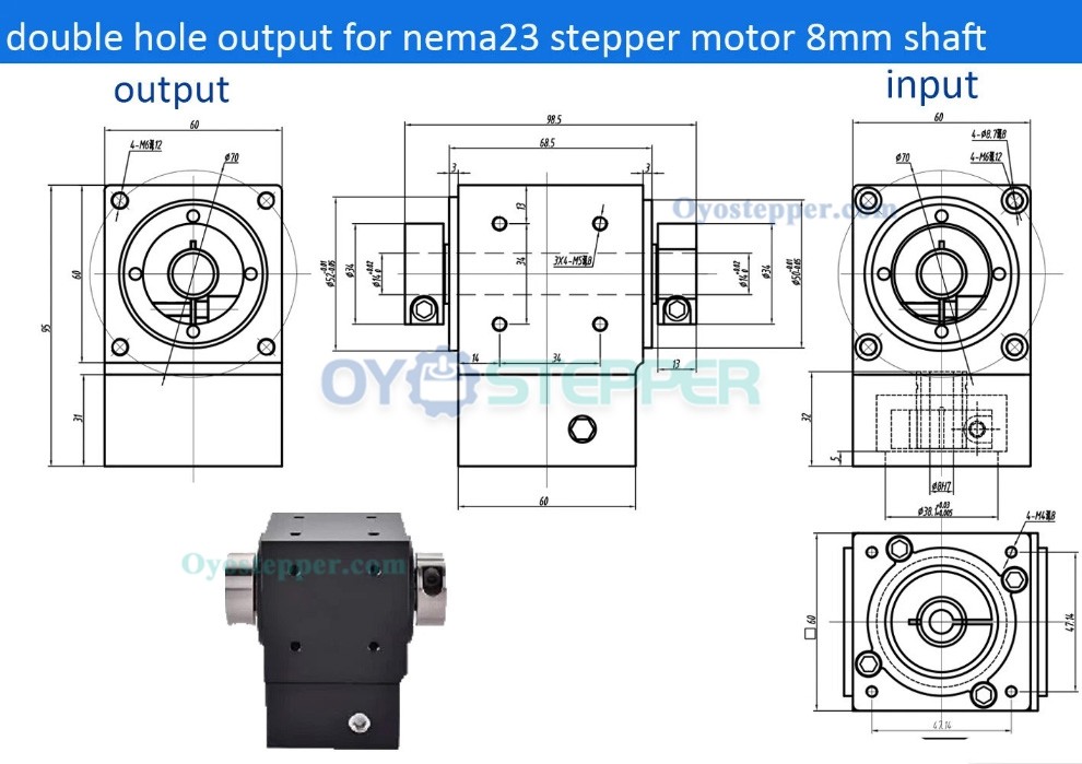 NEMA23 Right Angle Commutator Bevel Gearbox Ratio 90 Degree 2:1/3:1/5:1 Gear Reducer Planetary Commutator NEMA23 Right Angle Commutator Bevel Gearbox Ratio 90 Degree 2:1/3:1/5:1 Gear Reducer Planetary Commutator