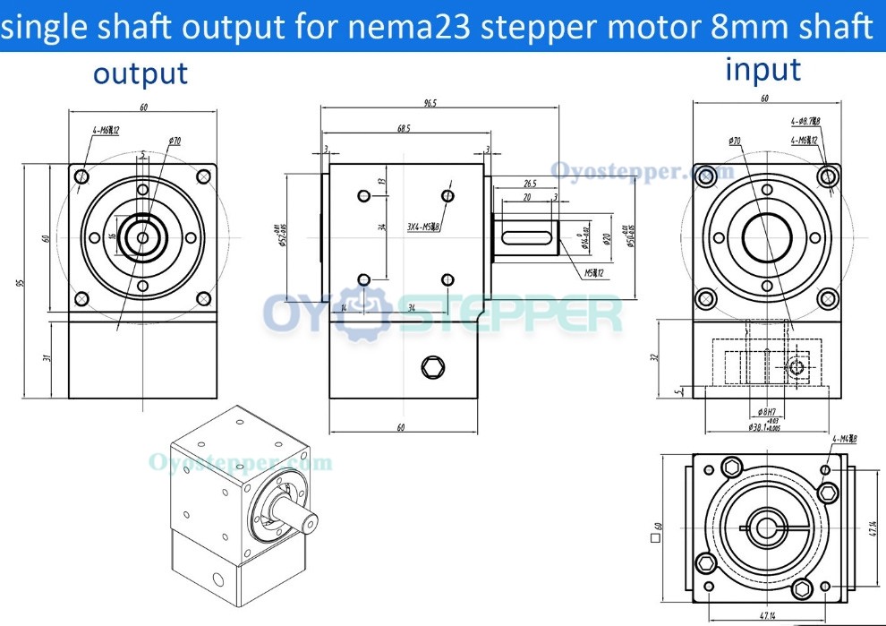 NEMA23 Right Angle Commutator Bevel Gearbox Ratio 90 Degree 2:1/3:1/5:1 Gear Reducer Planetary Commutator NEMA23 Right Angle Commutator Bevel Gearbox Ratio 90 Degree 2:1/3:1/5:1 Gear Reducer Planetary Commutator