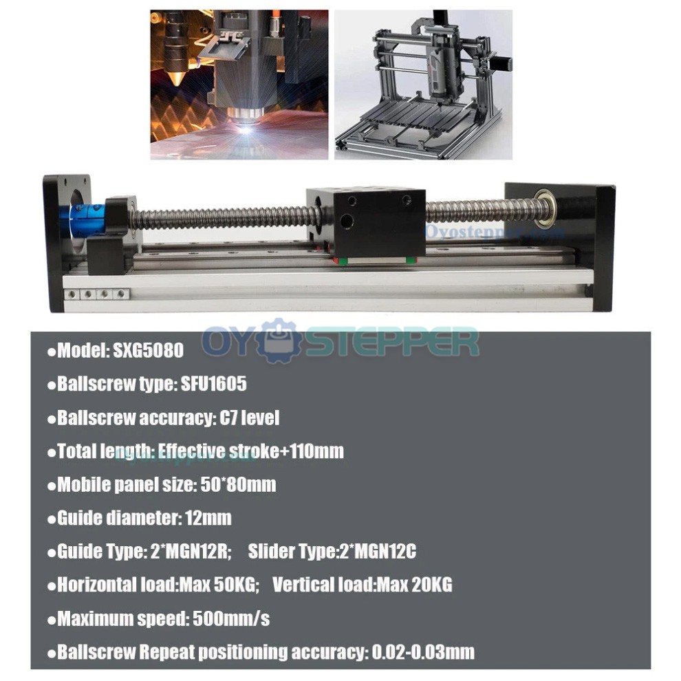 SXG5080 Manual Double Guides Ballscrew Slide Table CNC Linear Motion Module with Handwheel SXG5080 Manual Double Guides Ballscrew Slide Table CNC Linear Motion Module with Handwheel