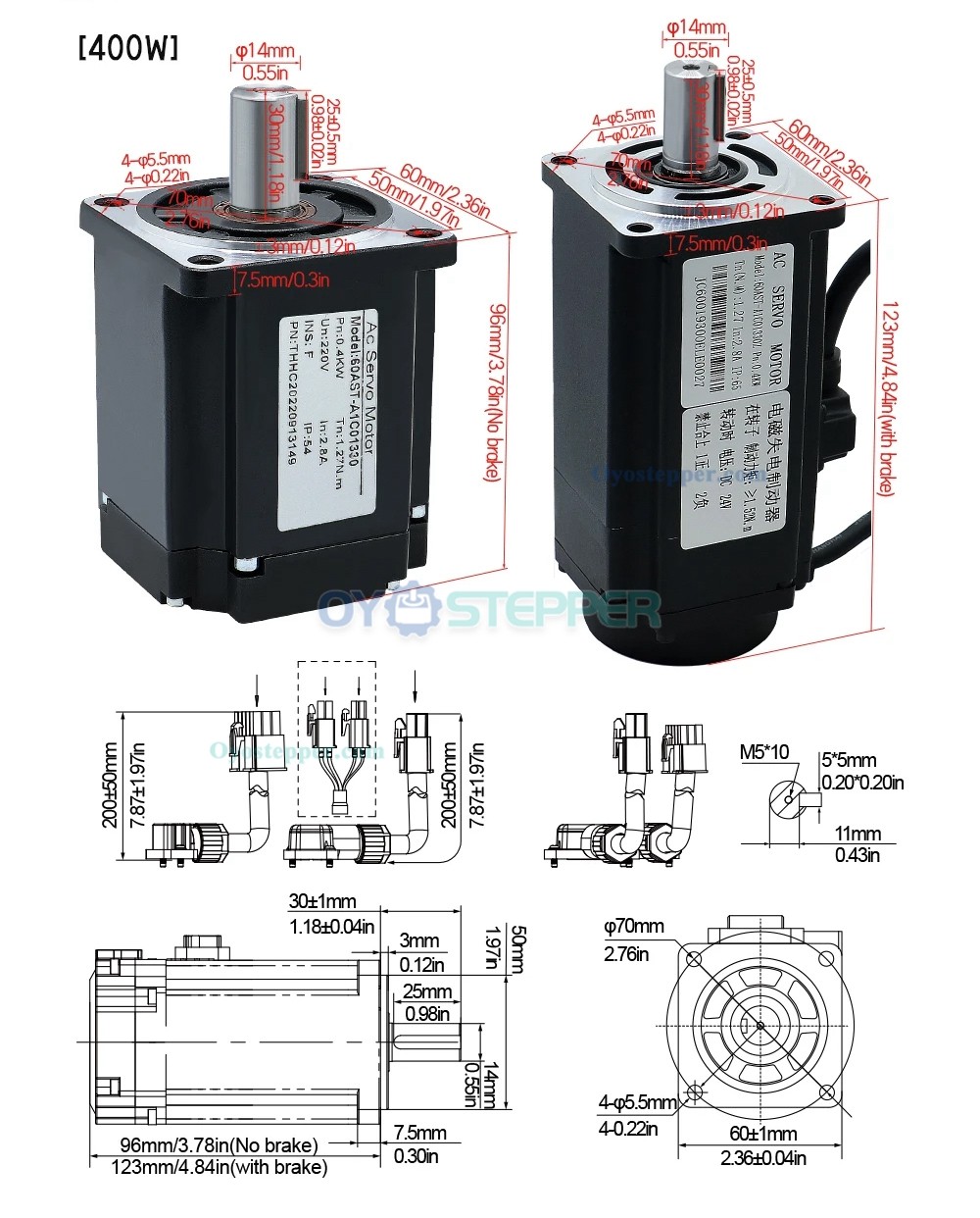 400W / 600W / 750W / 1000W AC Servo Motor & Driver Kit 110V / 220V 1.27Nm-3.8Nm For CNC Engraver