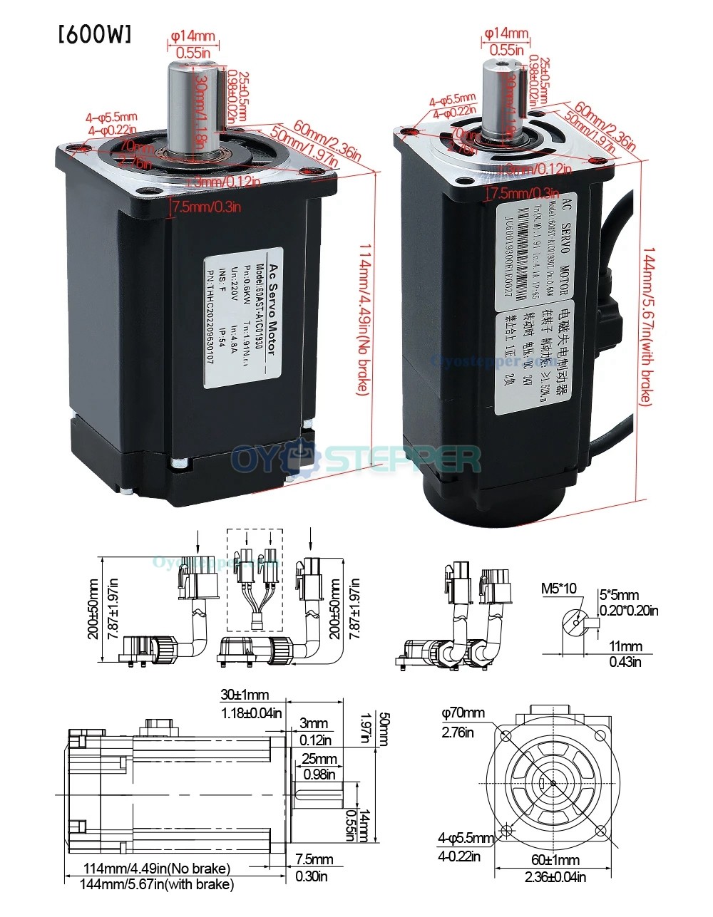 400W / 600W / 750W / 1000W AC Servo Motor & Driver Kit 110V / 220V 1.27Nm-3.8Nm For CNC Engraver