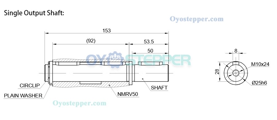 Single / Dual Output Shaft Diameter 25mm for NMRV50 Worm Gearbox Speed Reducer Single / Dual Output Shaft Diameter 25mm for NMRV50 Worm Gearbox Speed Reducer