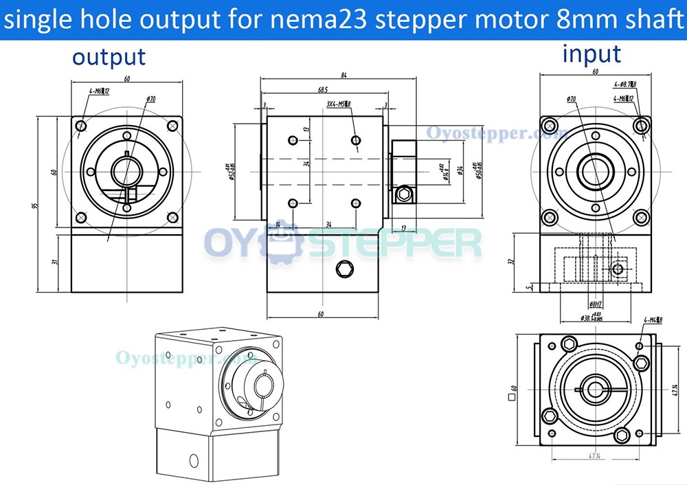 NEMA23 Right Angle Commutator Bevel Gearbox Ratio 90 Degree 2:1/3:1/5:1 Gear Reducer Planetary Commutator NEMA23 Right Angle Commutator Bevel Gearbox Ratio 90 Degree 2:1/3:1/5:1 Gear Reducer Planetary Commutator