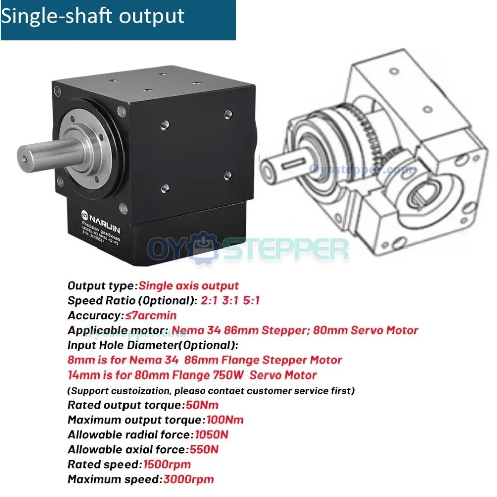 Right Angle Bevel Gearbox Gear Speed Reducer Commutator for NEMA 34 Stepper/ 80mmServo Motor Right Angle Bevel Gearbox Gear Speed Reducer Commutator for NEMA 34 Stepper/ 80mmServo Motor