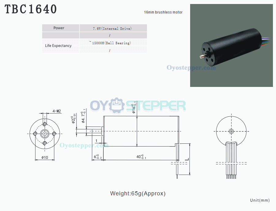 12V 24V Micro Brushless DC Motor Brushless Permanent Magnet DC Motor 50g.cm 16*40mm