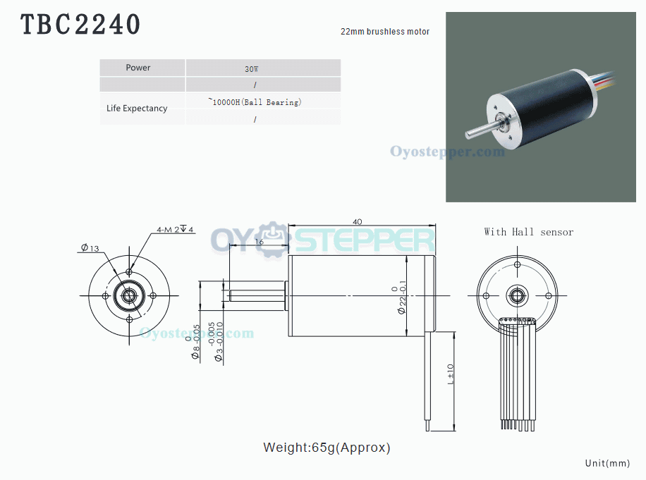 24V DC Coreless Brushless Motor Brushless DC lanetary Gear Motor 150g.cm 22*40mm