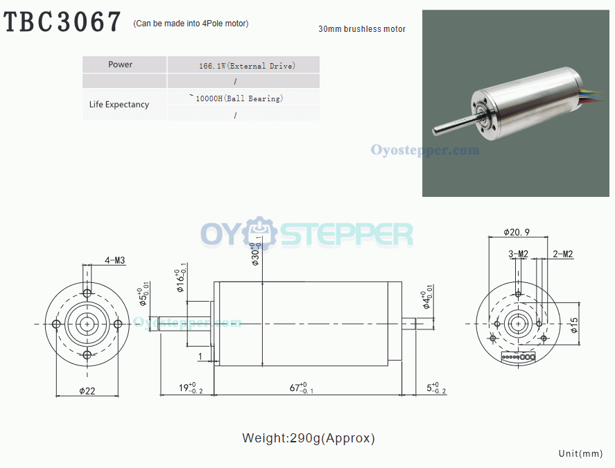 24 48V Micro Coreless Brushless Motor Brushless DC Motor 30*67 mm 10.0-20.0Kg.cm