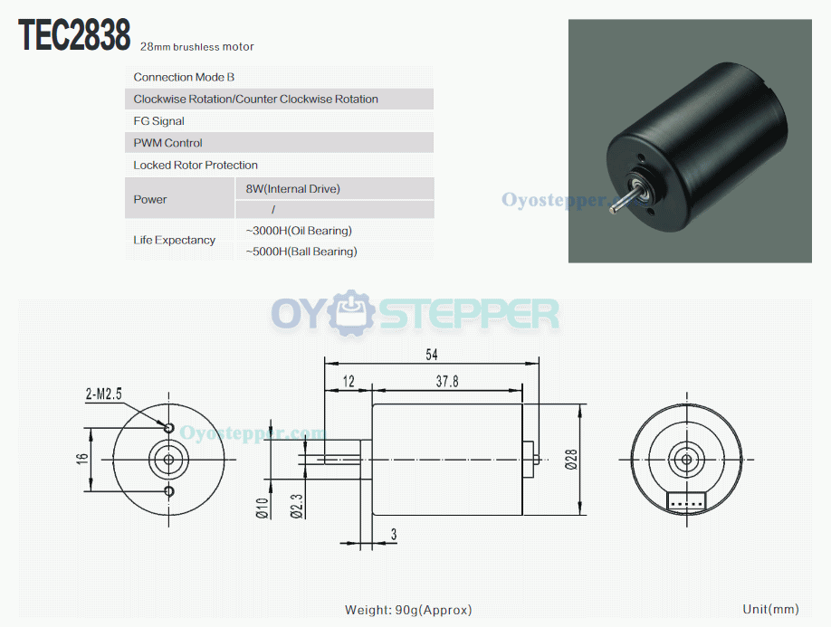 12V 24V BLDC Motor High Speed Brushless DC Motors 100g.cm 5000RPM 28mm*38mm