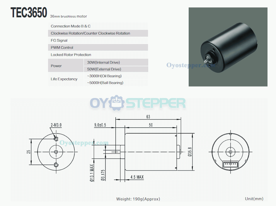 12V 24V High Torque Brushless DC Motor BLDC Motor 36mm 1000-1800g.cm