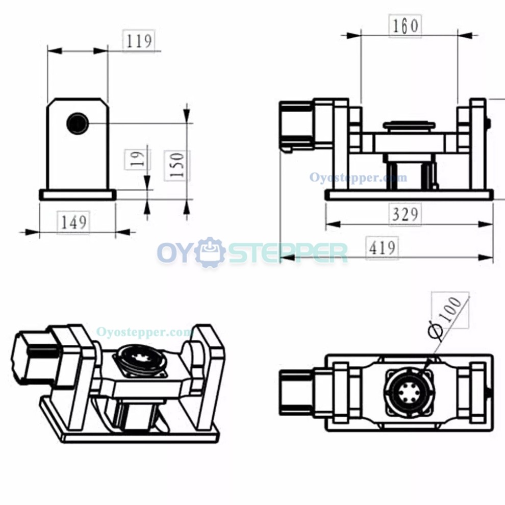 Rotary 5th Axis A+C Axis Harmonic Drive Speed Reducer 10:1 100mm Chuck with Nema 34 Stepper Motor Rotary 5th Axis A+C Axis Harmonic Drive Speed Reducer 10:1 100mm Chuck with Nema 34 Stepper Motor
