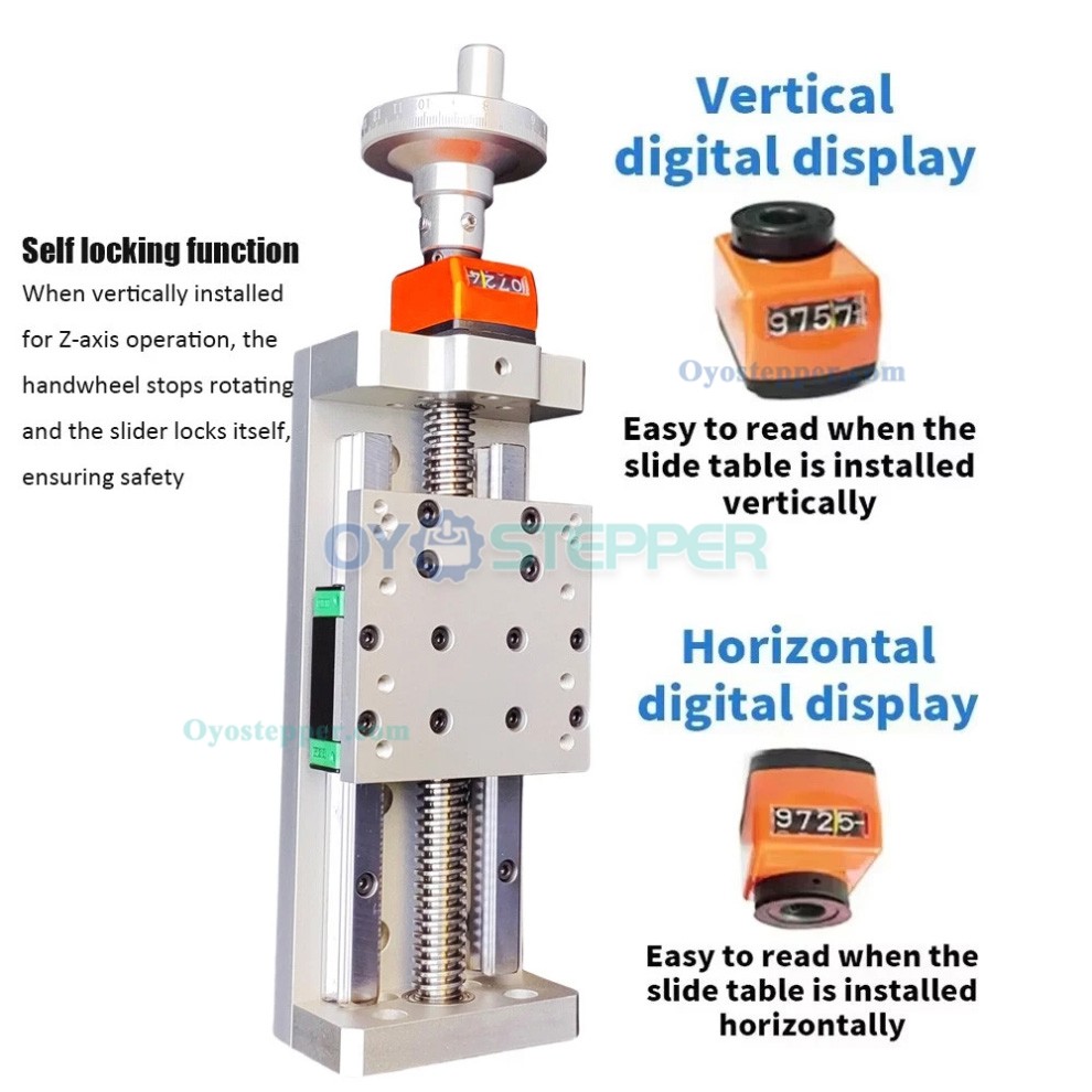 CNC Manual Slide Table Self-lock Digital Display Linear Module Z Position Stage Trapezoidal Screw Module
