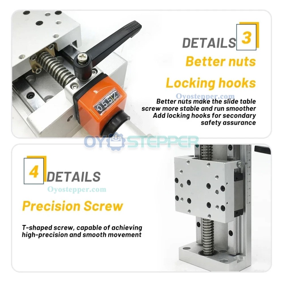 CNC Manual Slide Table Self-lock Digital Display Linear Module Z Position Stage Trapezoidal Screw Module