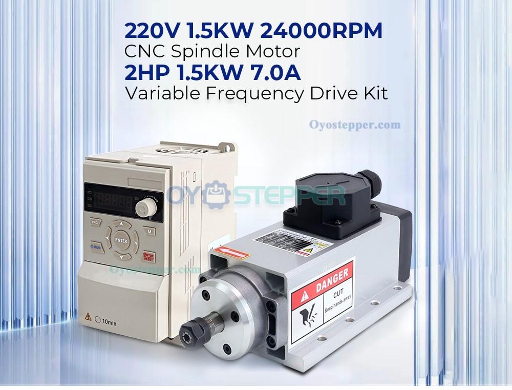 1.5KW CNC Air Cooled Spindle Motor 24000RPM 400Hz ER11+ 2HP VFD Variable Frequency Drive Inverter Kit