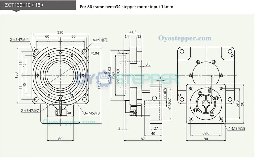 Hollow Rotating Platform Gearbox ratio 10:1 18:1 for 86mm NEMA34 Stepper Motor